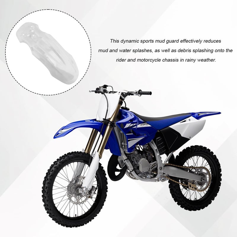 SWPHRT Motorcycle Front Wheel Mudguard, Motorbike Front Fender Protector Parts, Bicycle Number Plate Wheel Mud Guard Accessories, Universal for 125CC Pit PRO Trail Dirt Bike (White) - Image 3